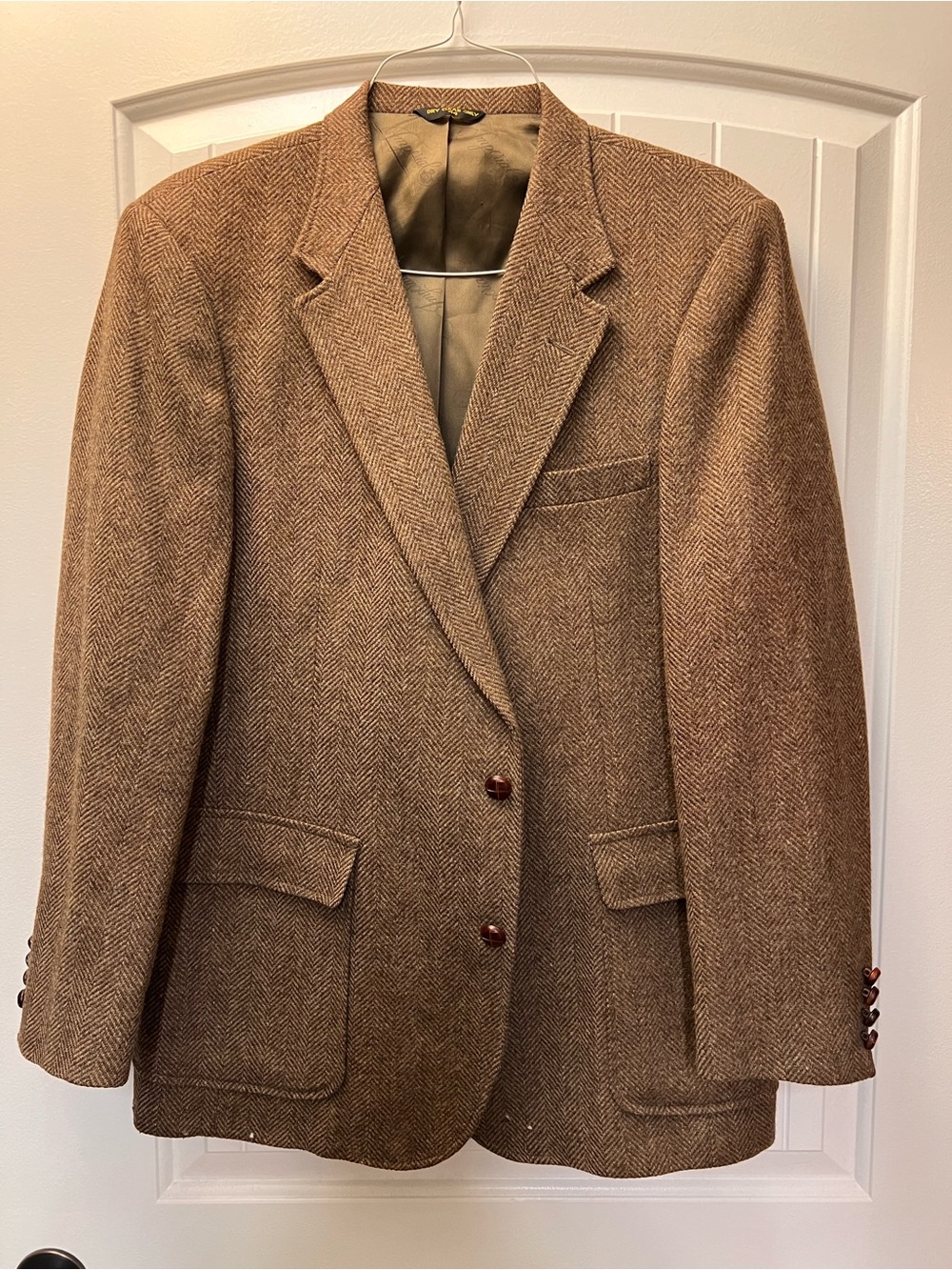 Men's Brown Herringbone Wool Blazer